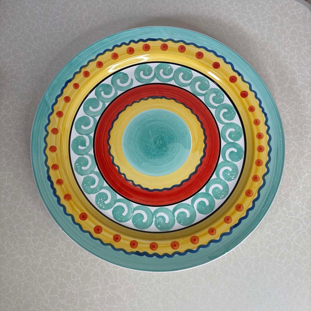 Pier 1 Imports Hand Painted Italy Large Decorative Plate 16” Colorful Ceramic